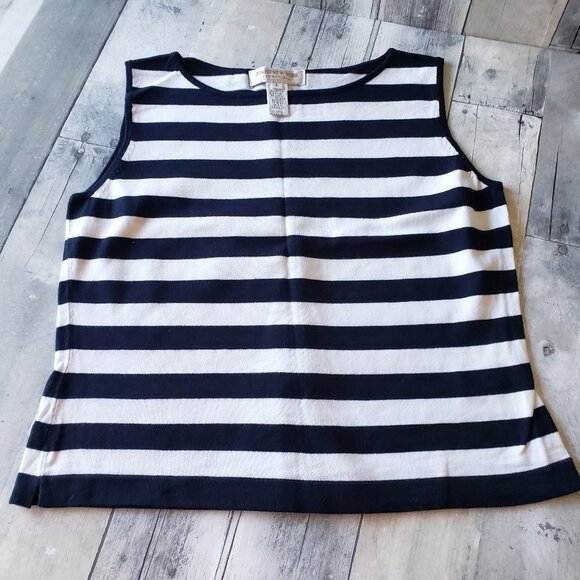 Jones New York - Blue and White Striped Top - Size L - Picture 1 of 5